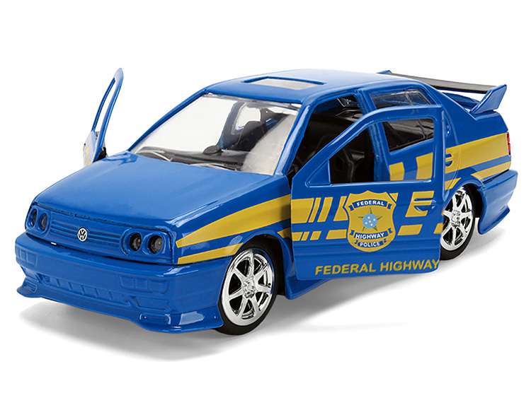 Jada 36363 Fast & Furious Volkswagen Jetta Federal Highway Police Car 1:32 Blue with Yellow Stripes