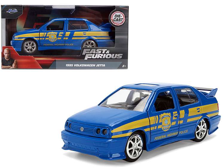 Jada 36363 Fast & Furious Volkswagen Jetta Federal Highway Police Car 1:32 Blue with Yellow Stripes