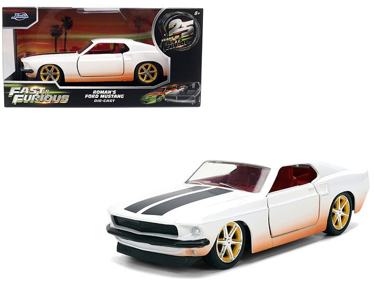 Jada 36394 Fast & Furious 25 Year Roman’s 1969 Ford Mustang 1:32 Dirty Version White