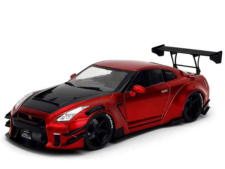 Jada 36465 Pink Slips Nissan Skyline GT-R R35 LBWK Liberty Walk 2.0 Body Kit 1:18 Red