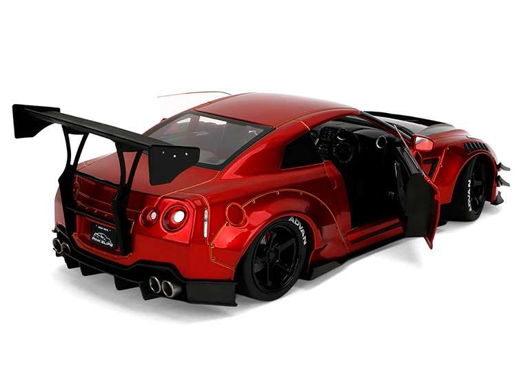 Jada 36465 Pink Slips Nissan Skyline GT-R R35 LBWK Liberty Walk 2.0 Body Kit 1:18 Red