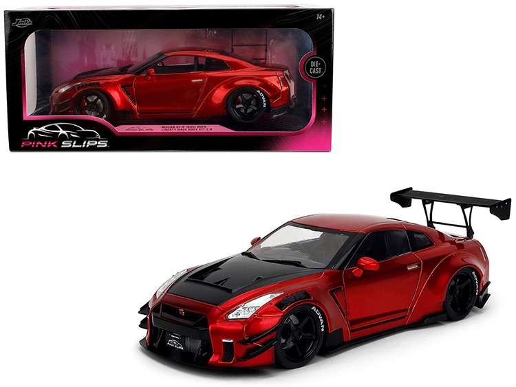 Jada 36465 Pink Slips Nissan Skyline GT-R R35 LBWK Liberty Walk 2.0 Body Kit 1:18 Red