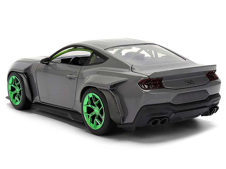 Jada 36593 Bigtime Muscle 2024 Ford Mustang RTR 1:24 Grey with Green Wheels