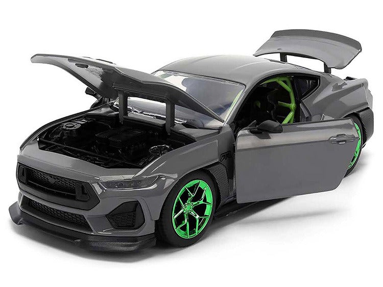 Jada 36593 Bigtime Muscle 2024 Ford Mustang RTR 1:24 Grey with Green Wheels