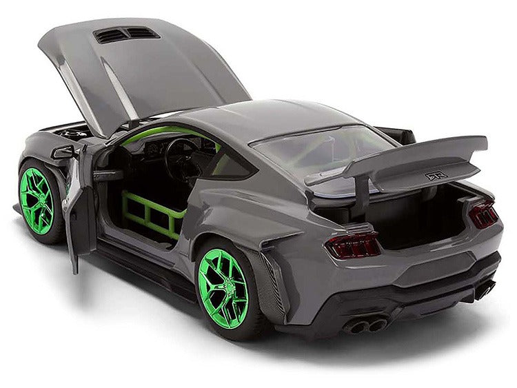 Jada 36593 Bigtime Muscle 2024 Ford Mustang RTR 1:24 Grey with Green Wheels