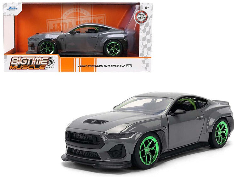 Jada 36593 Bigtime Muscle 2024 Ford Mustang RTR 1:24 Grey with Green Wheels