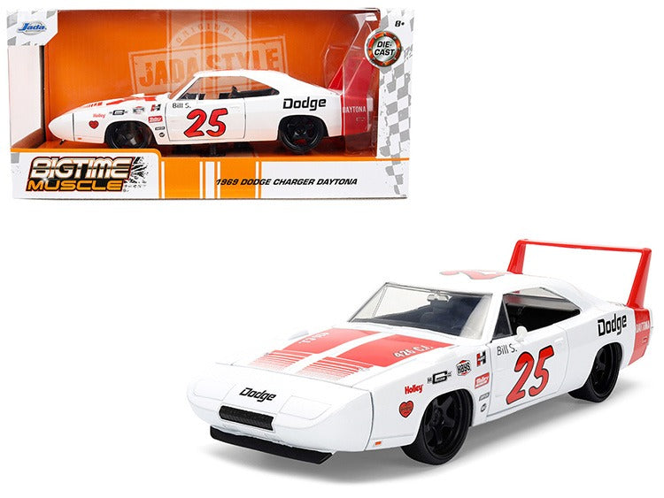 Jada 36608 Bigtime Muscle 1969 Dodge Charger Daytona #25 1:24 Red / White