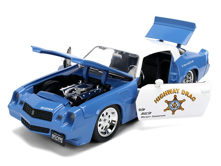 Jada 36626 Bigtime Muscle 1979 Chevrolet Camaro Z28 Highway Drag Police Car 1:24 Blue / White