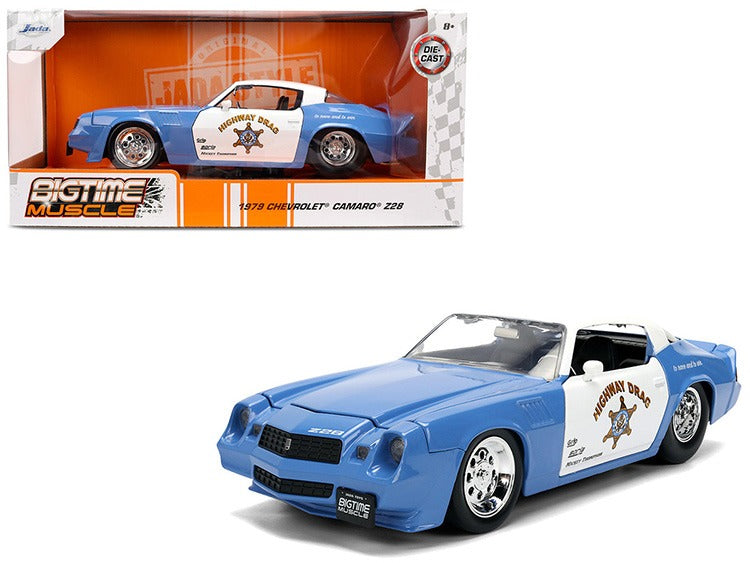 Jada 36626 Bigtime Muscle 1979 Chevrolet Camaro Z28 Highway Drag Police Car 1:24 Blue / White