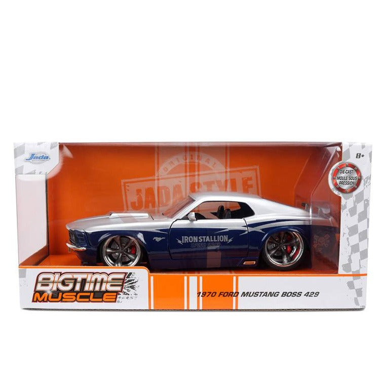 Jada 36639 Bigtime Muscle 1970 Ford Mustang Boss 429 Iron Stallion 1:24 Blue / Silver