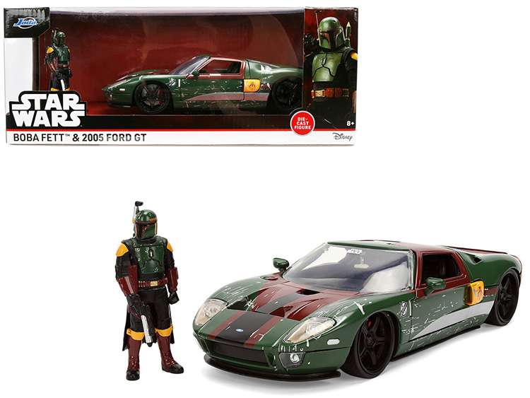 Jada 36909 Star War 2005 Ford GT with Boba Fett Figure Weathered Green
