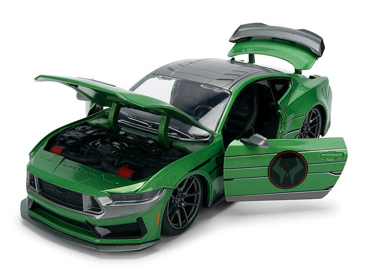 Jada 36993 Marvel 2024 Ford Mustang Dark Horse 1:24 with Doctor Doom Figure Green