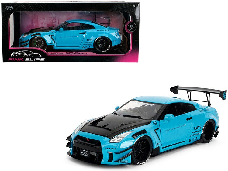 Jada 37069 Pink Slips Nissan GT-R R35 LBWK Liberty Walk Body Kit 2.0 1:18 Blue