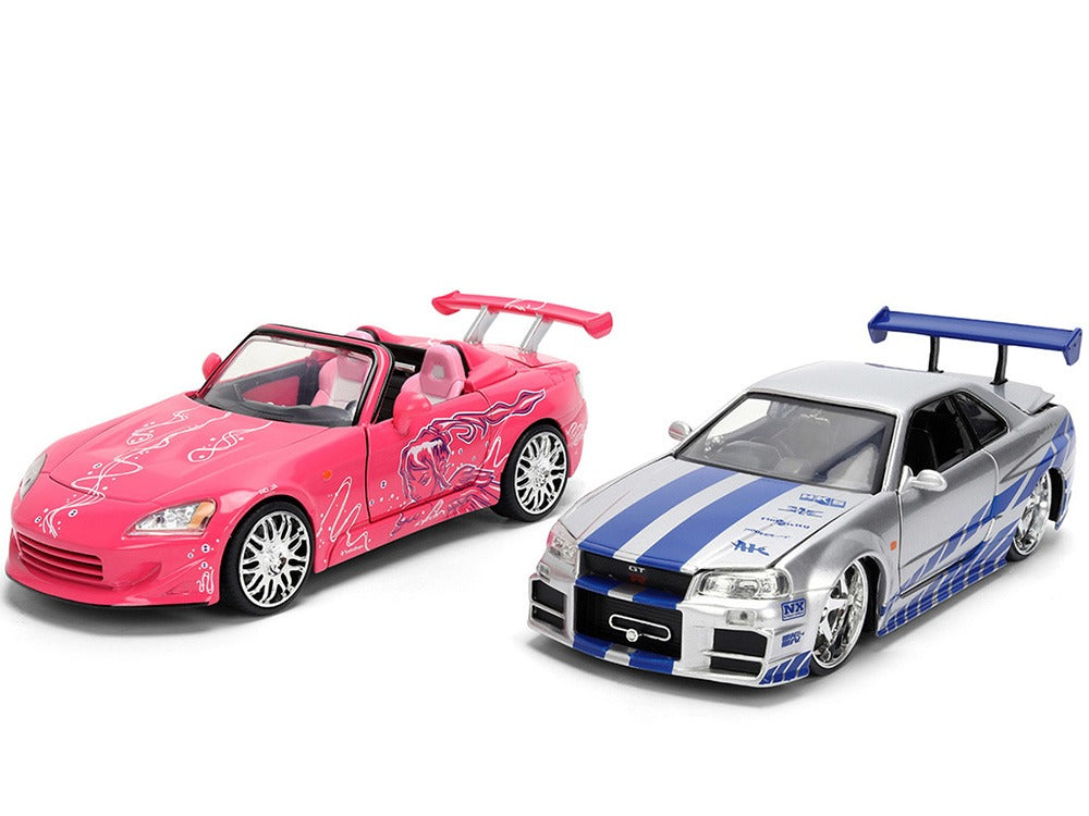 Jada 37543 25th Fast & Furious Brian’s Nissan Skyline GT-R & Suki’s Honda S2000 1:24 Set Orange & Pink