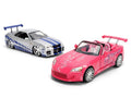 Jada 37543 25th Fast & Furious Brian’s Nissan Skyline GT-R & Suki’s Honda S2000 1:24 Set Orange & Pink