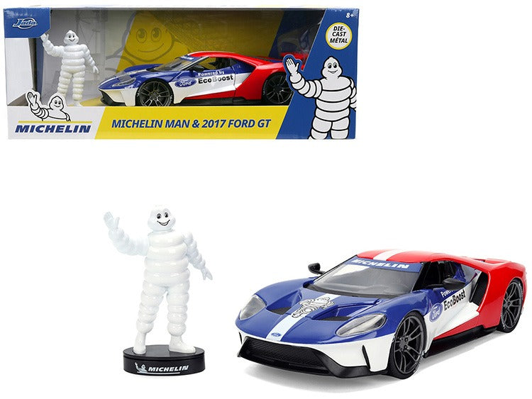 Jada 37628 2017 Ford GT 1:24 with Michelin Man Figure Red / White
