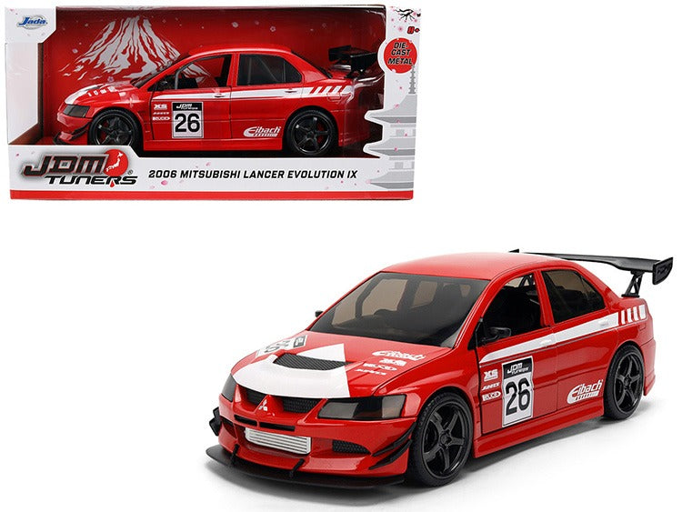 Jada 38058 JDM Tuners 2006 Mitsubishi Lancer EVO IX #26 1:24 Red / White
