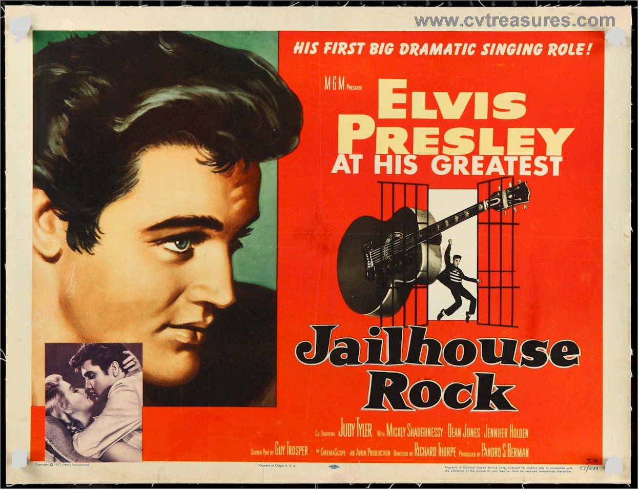 Jailhouse Rock Original Authentic Vintage Movie Theater Poster Half Sheet Elvis Presley Original Authenticity Guaranteed