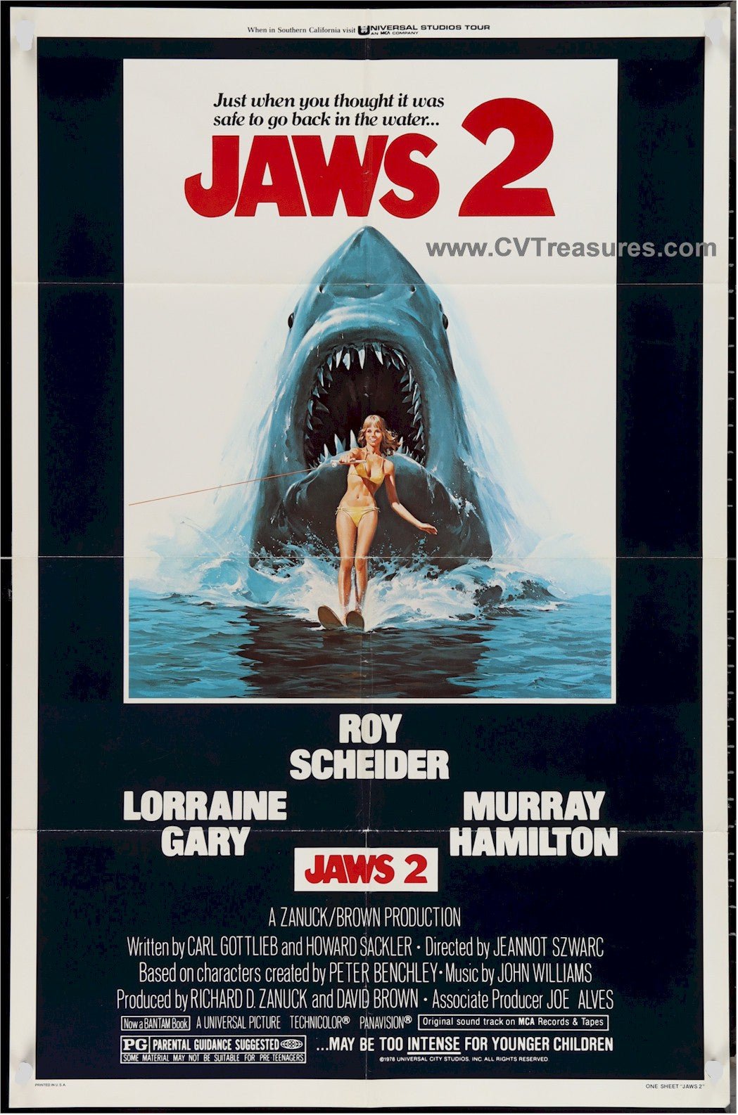 Jaws 2 Vintage Horror Movie Theater Poster One Sheet, 1978