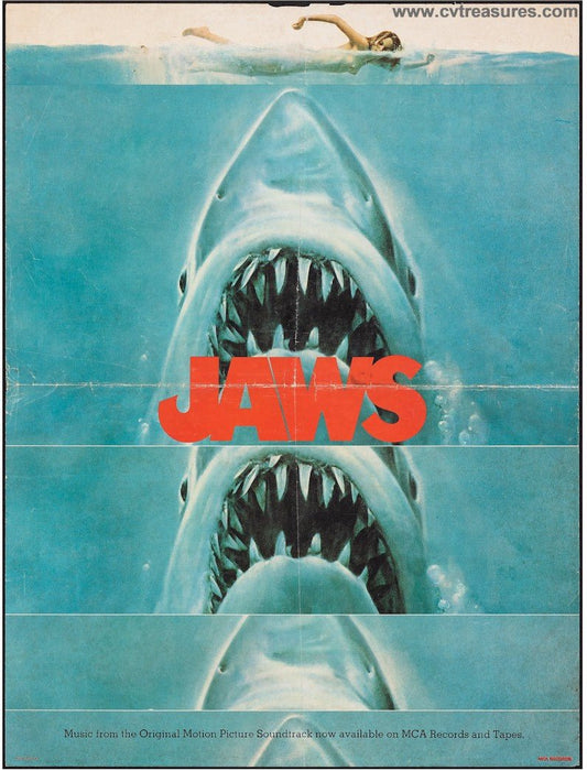 Jaws Poster Original SUPER RARE Vintage Teaser/Sound Track Movie Poster