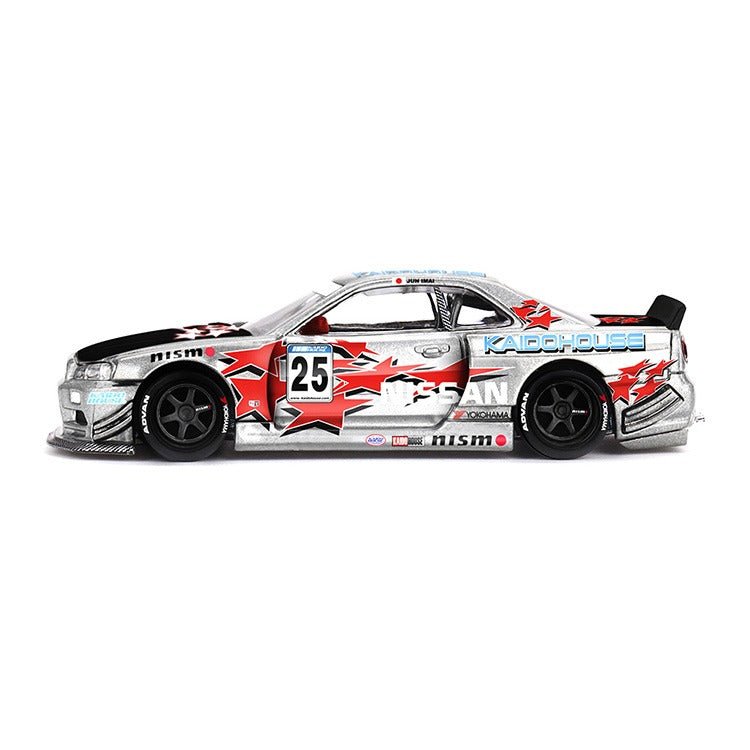 Mini GT x Kaido House KHMG197 Nissan Skyline GT-R (R34) Kaido Star Racing V1 1:64 Silver