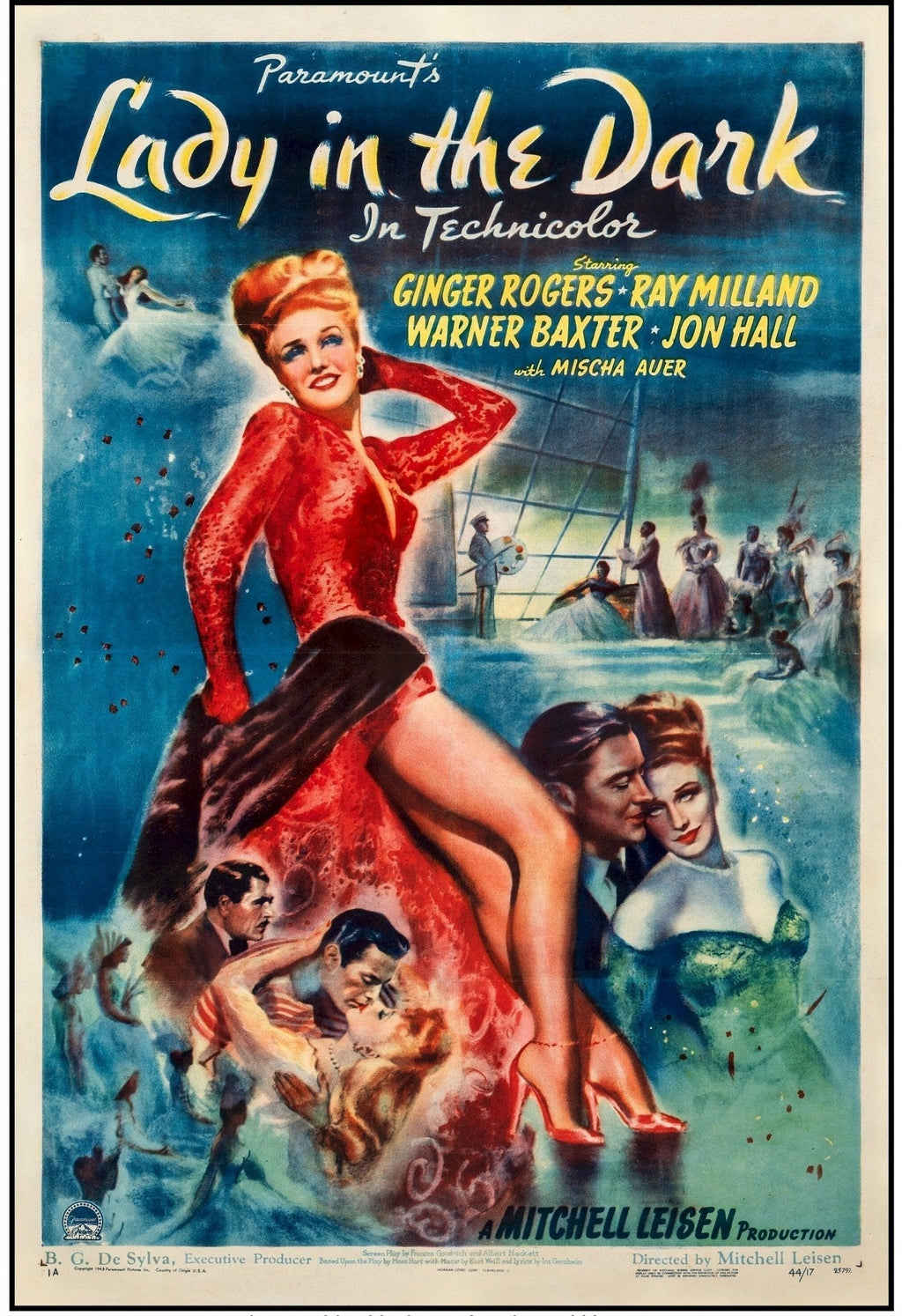 Ginger Rogers Original Authentic Vintage Movie Theater Poster LADY IN THE DARK 1944