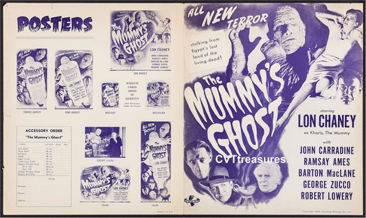 Mummys Ghost Original Vintage Horror UNcut Movie Theater Pressbook Lon Chaney Jr. John Carradine