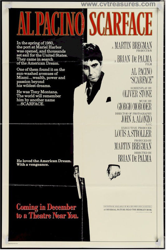 Scarface Original ADVANCE Vintage Movie Poster One Sheet