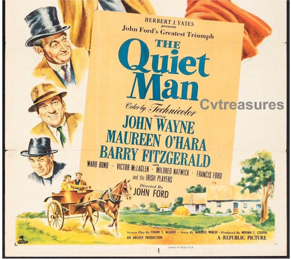 The Quiet Man Original Vintage One Sheet Movie Poster John Wayne Maureen OHara