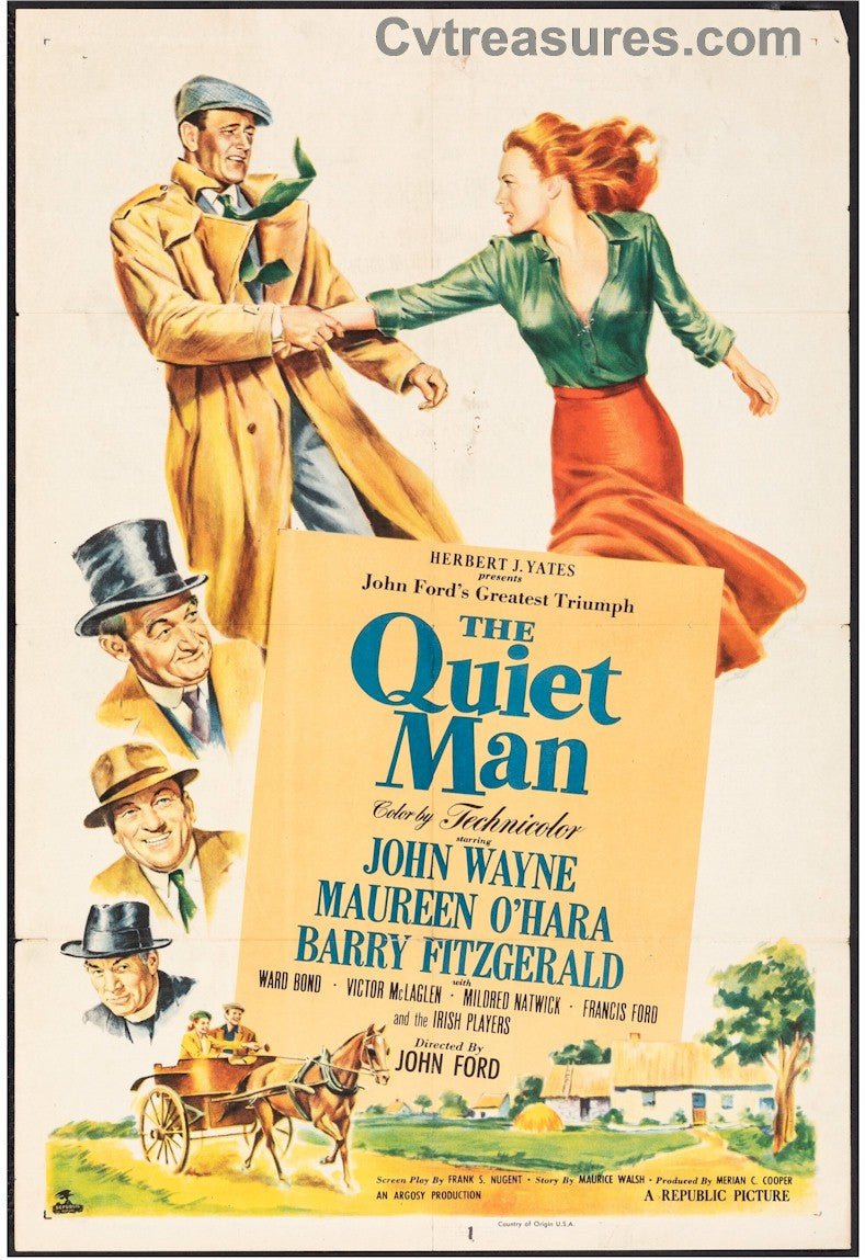 The Quiet Man Original Vintage One Sheet Movie Poster John Wayne Maureen OHara