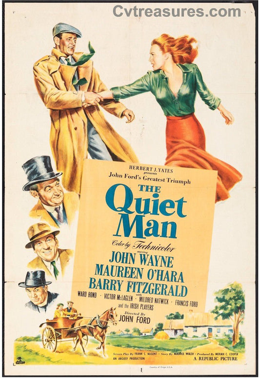 The Quiet Man Original Vintage One Sheet Movie Poster John Wayne Maureen OHara
