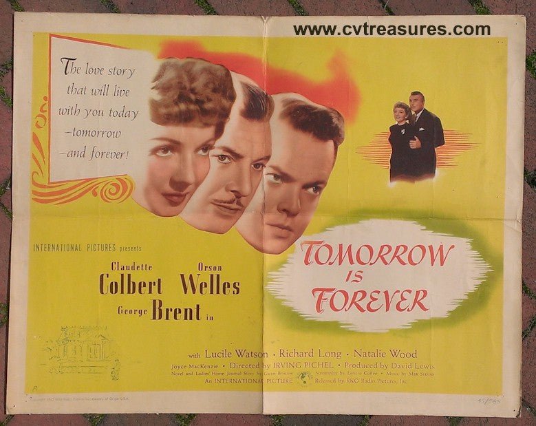 Tomorrow is Forever Vintage Movie Poster half sheet Orson Wells