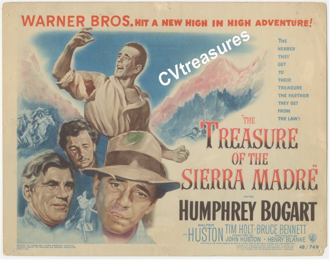 TREASURE OF THE SIERRA MADRE Vintage Movie Poster Title Lobby Card  HUMPHREY BOGART 1948 2