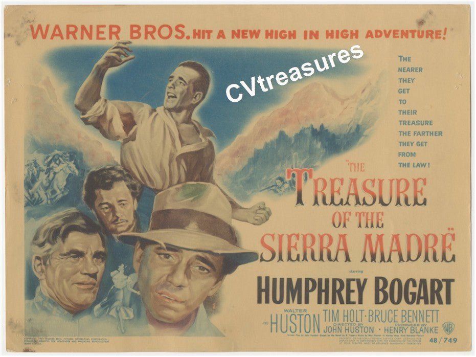 TREASURE OF THE SIERRA MADRE Vintage Movie Poster Title Lobby Card  HUMPHREY BOGART 1948