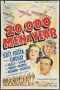 Twenty Thousand Men a Year, WWII original vintage movie poster aviation 1939