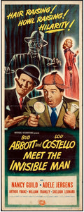 Vintage Horror Comedy Classic Movie Poster Insert Abbott and Costello MEET THE INVISIBLE MAN, 1951