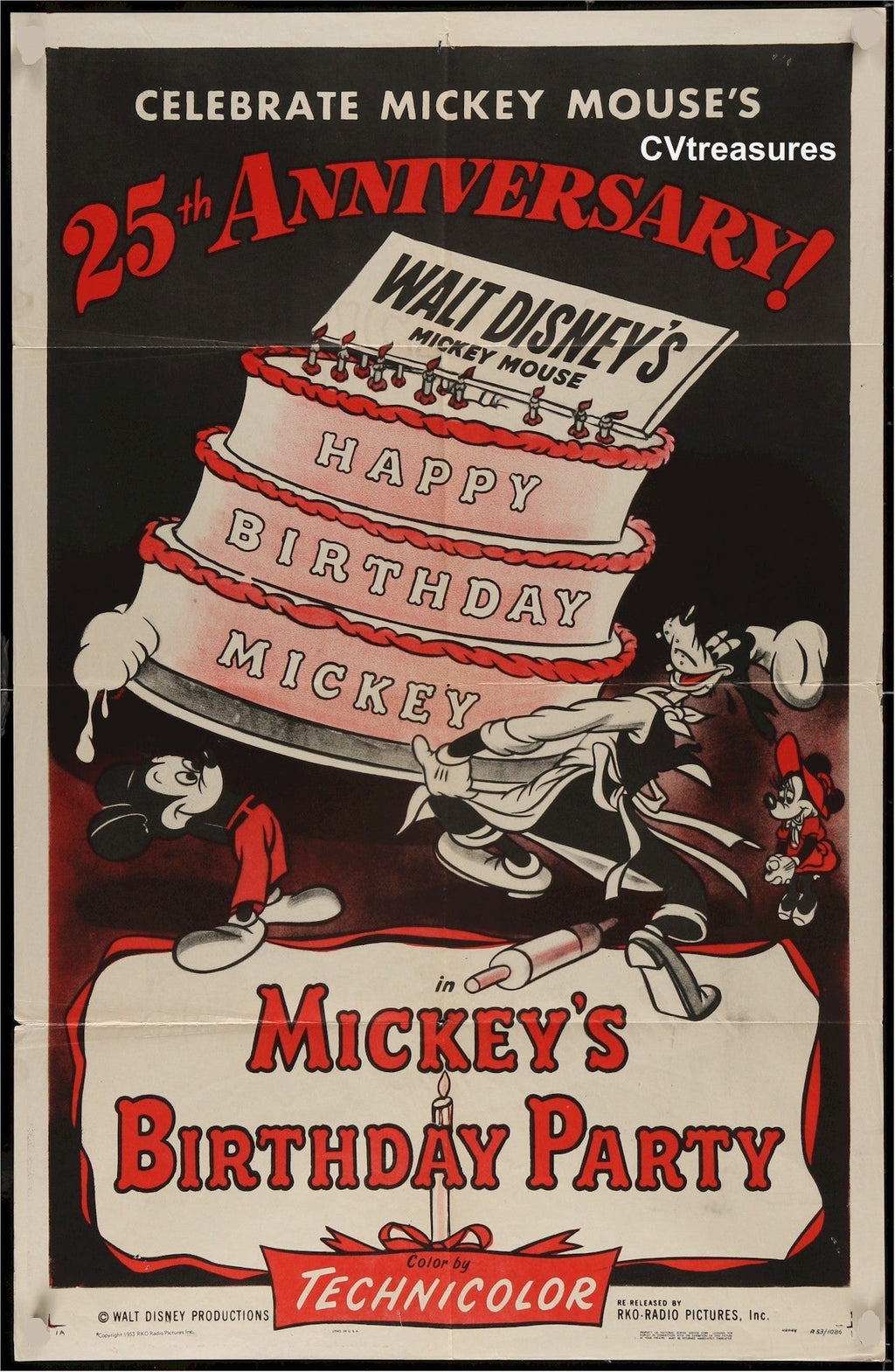 Walt Disney Mickeys Birthday Party Original Authentic Vintage Movie Theater Poster one sheet