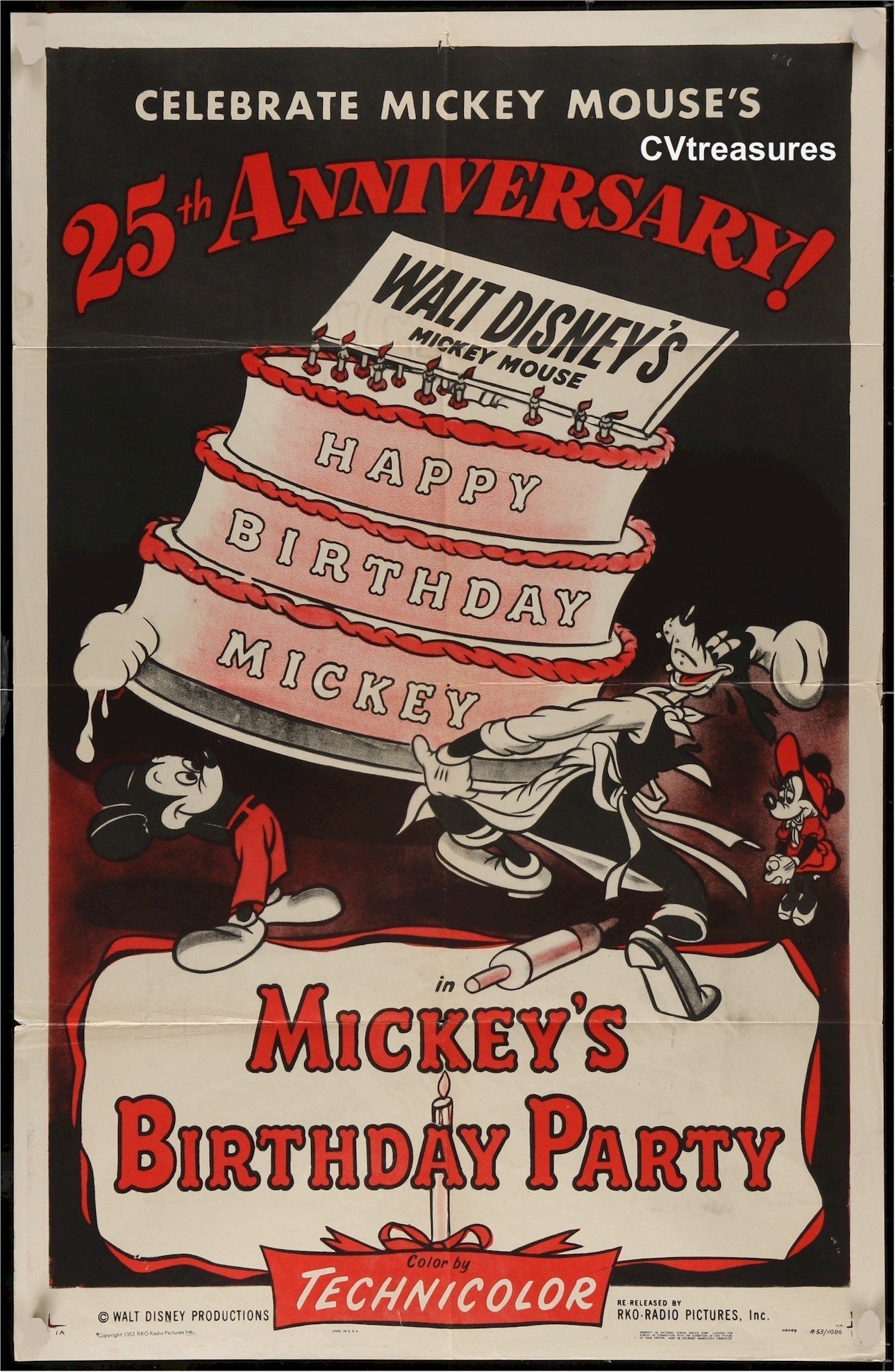 Walt Disney Mickeys Birthday Party Original Authentic Vintage Movie Theater Poster one sheet