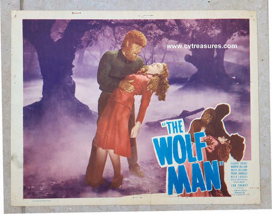 Wolf Man Original Authentic Vintage Horror Lobby Card Movie Theater Poster Lon Chaney Jr Guaranteed Authentic