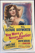 You Were Never Lovelier Original Authentic Vintage Movie Poster One Sheet Rita Hayworth, Fred Astaire 1942