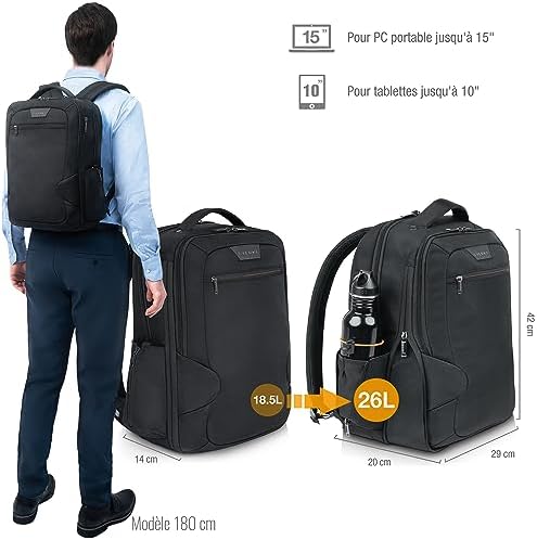 Everki Studio Sac à dos pour ordinateur portable jusqu'à 14,1" / MacBook Pro 15" avec système de protection des coins intégré, rabat trolley et autres fonctionnalités de haute qualité