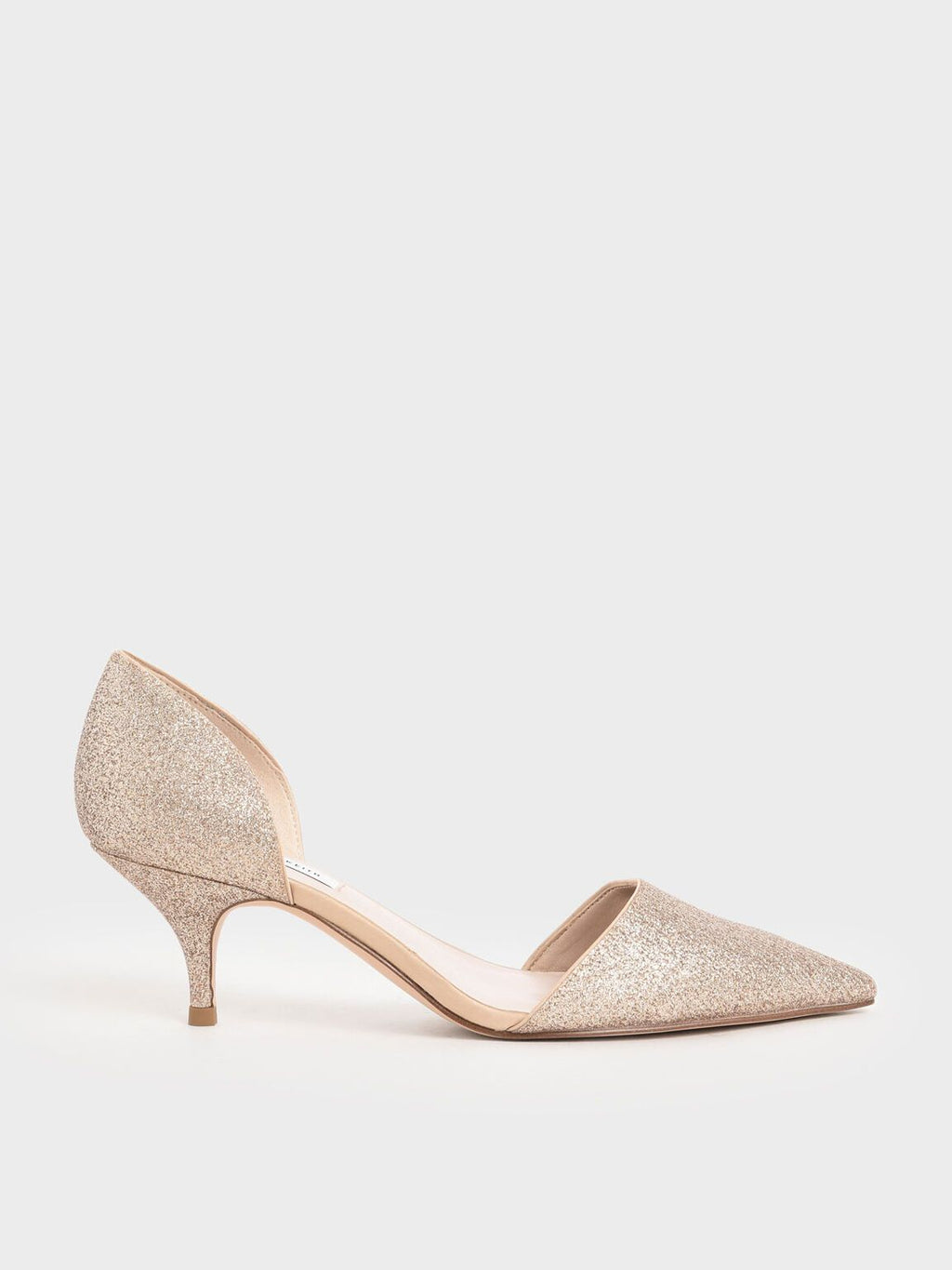 D'Orsay Glitter Kitten Heel Pumps