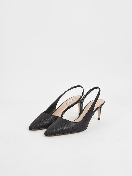 Glitter Half D'Orsay Slingback Pumps